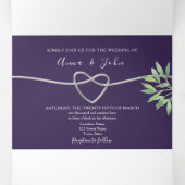 Mariage photo violet Invitation à trois volets (Intérieur au milieu)