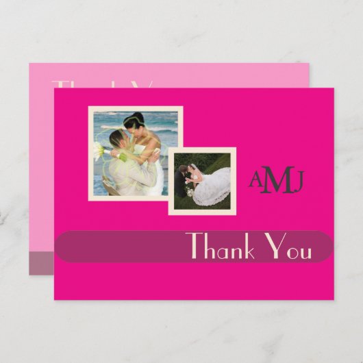 Mariage Photos Cartes postales Merci, simple (Devant / Derrière)