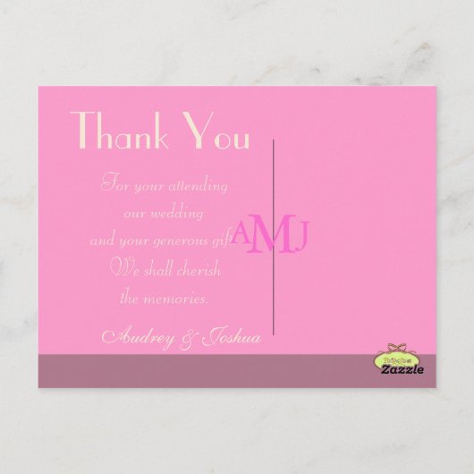 Mariage Photos Cartes postales Merci, simple (Dos)