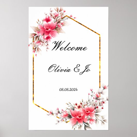 MARIAGE PINK AFFICHE FLORALE POUR MARIAGE (Devant)