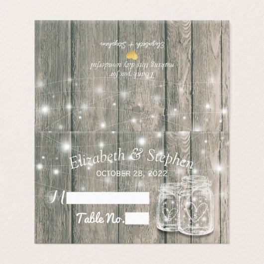 Mariage Place de siège Numéro de table Bois Mason  (Outside Unfolded)