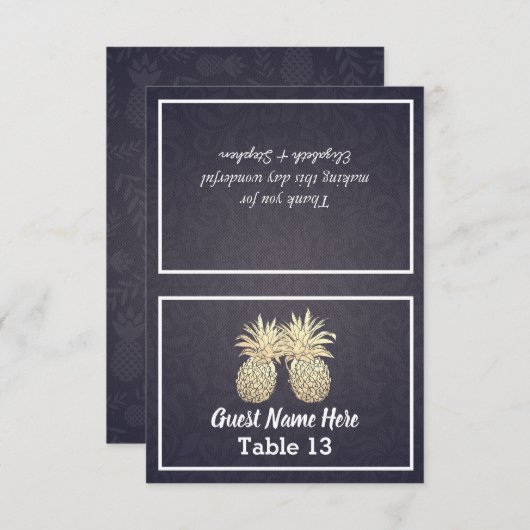 Mariage Place Escort Numéro de table Ananas Or (Devant / Derrière)