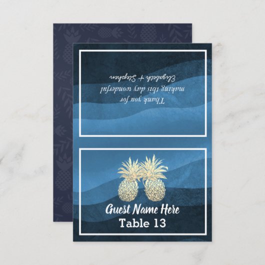 Mariage Place Escort Numéro de table Ananas Or (Devant / Derrière)