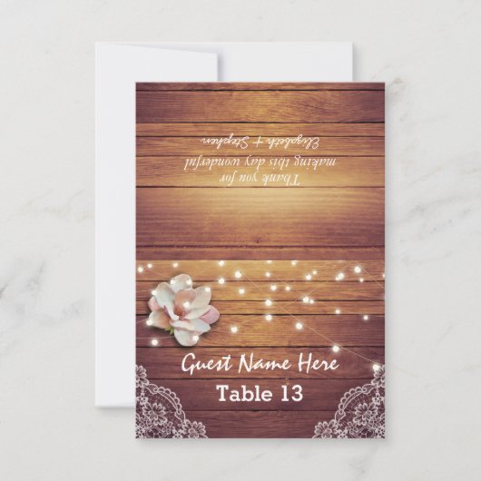 Mariage Place Numéro de table Floral Lumière Dente (Devant)