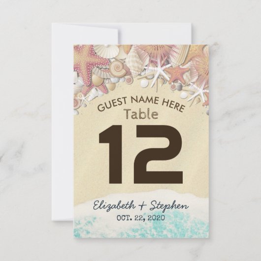 Mariage Place Numéro de table Summer Beach Starfis (Dos)