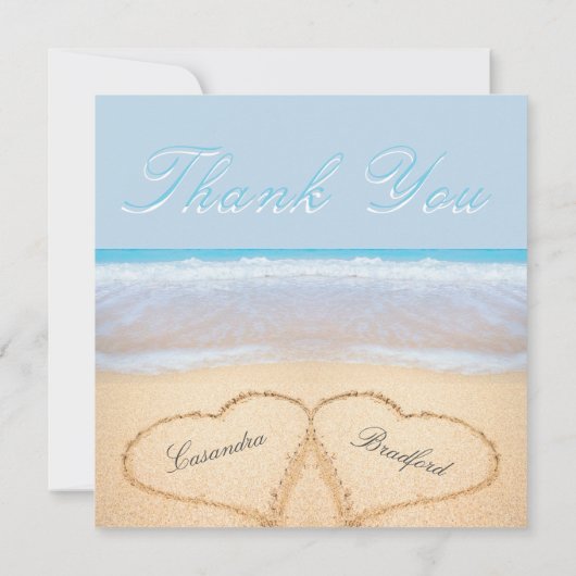 Mariage plage 2 Coeurs dans le sable Mariage Merci (Dos)
