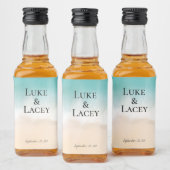 mariage plage aquarelle étiquettes (Bouteilles)