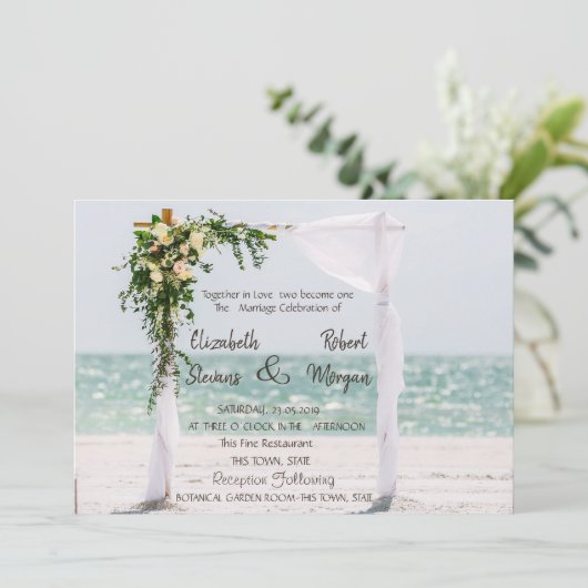 Mariage plage Arbor Floral Faire-part de mariage (Debout devant)