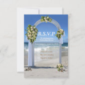 Mariage plage avec carte RSVP Roses Blanches (Devant)