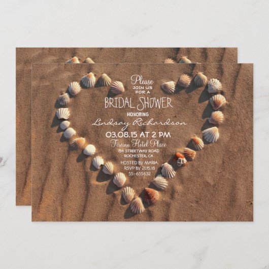 mariage plage coquilles de mer nuptiale invitation (Devant / Derrière)