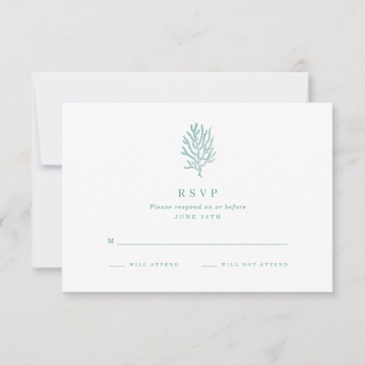 Mariage plage Corail côtier Turquoise RSVP (Devant)