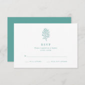 Mariage plage Corail côtier Turquoise RSVP (Devant / Derrière)