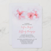 mariage plage corail hibiscus fleurs invitations (Devant / Derrière)