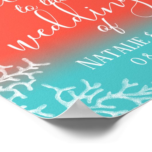 Mariage plage Coral Reef & Starfish Affiche de bie (Coin)