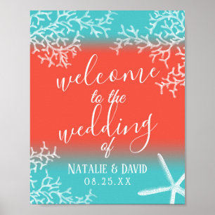 Mariage plage Coral Reef & Starfish Affiche de bie