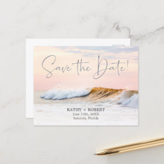 MARIAGE PLAGE ENREGISTRER LA DATE CARTE POSTALE |