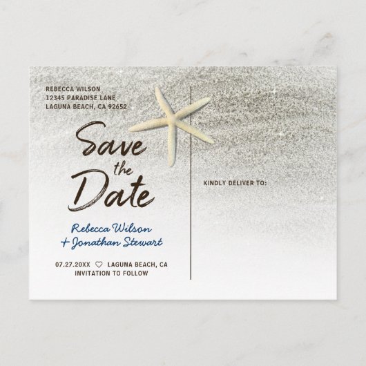 Mariage plage Enregistrer la date Invitations | Sc (Dos)