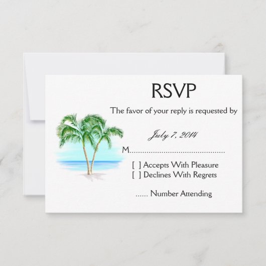 Mariage Plage Et Palmiers RSVP (Devant)