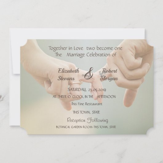 Mariage plage, Invitation main (Devant)