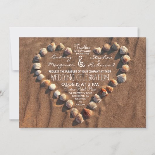 mariage plage mer coques invitations mariage (Devant)