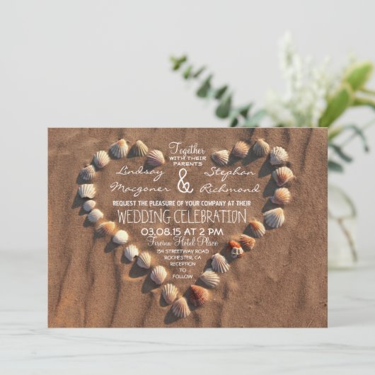 mariage plage mer coques invitations mariage (Debout devant)