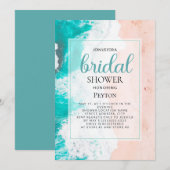 Mariage Plage Océan Turquoise Brun Invitation (Devant / Derrière)