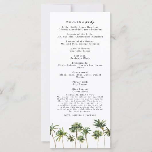 Mariage plage Ordre des événements Programme de ma (Dos)