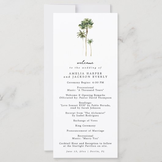 Mariage plage Ordre des événements Programme de ma (Devant)