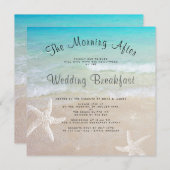 Mariage plage Petit déjeuner Carré Invitations (Devant / Derrière)