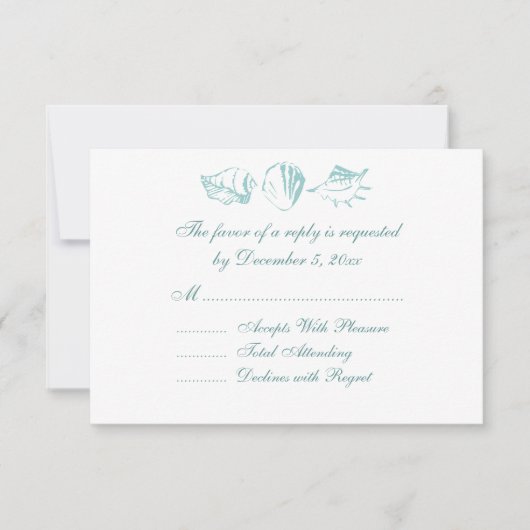Mariage plage RSVP Blue Seashells (Devant)