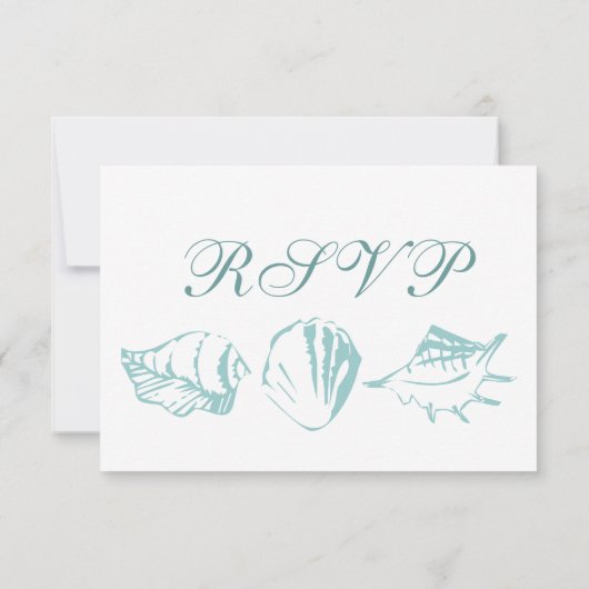 Mariage plage RSVP Blue Seashells (Dos)