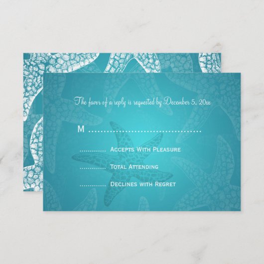 Mariage plage RSVP Starfish Blue (Devant / Derrière)