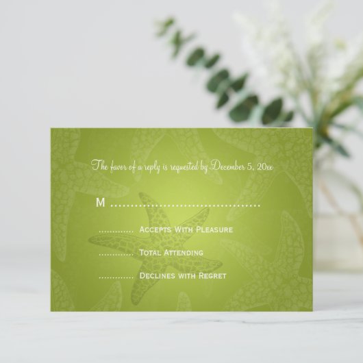 Mariage plage RSVP Starfish Lime Green (Debout devant)