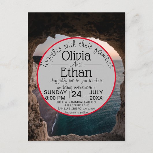 Mariage plage Seascape Invitation carte postale (Devant)