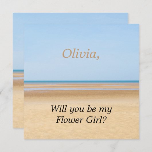 Mariage Plage Serez-Vous Ma Carte Fille Fleur (Devant / Derrière)