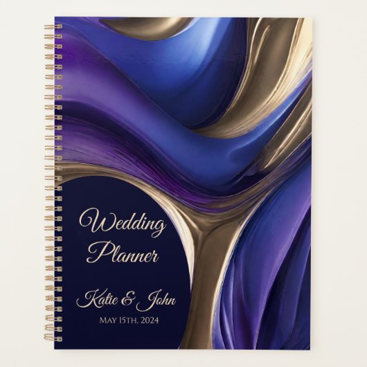 Mariage-Planificateur-Moderne Abstrait-Bleu Purple (Devant)