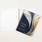 Mariage-Planner-Moderne Abstrait-Bleu Or-Blanc (Devant avec enveloppe)
