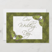 Mariage plat Invitation Papillon Brocade vert (Devant)