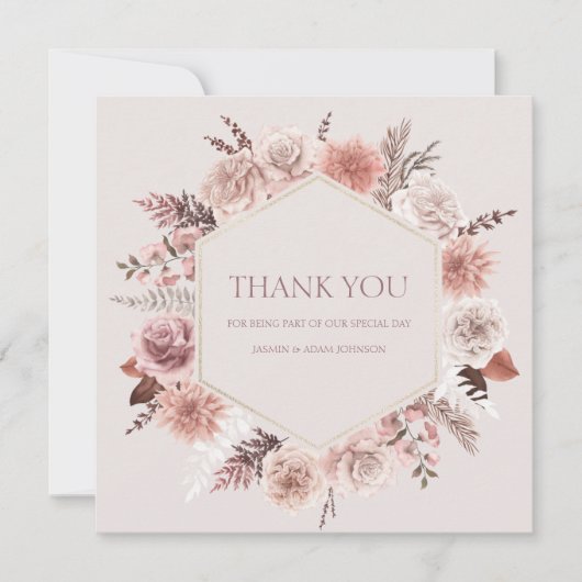 Mariage plat Merci  en laiton Dusty Rose (Devant)