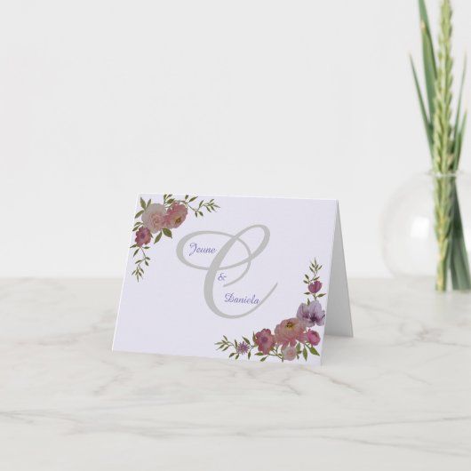 Mariage plié Merci / Carte de note (Devant)