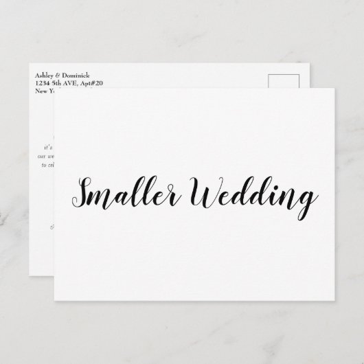 Mariage plus petit Élégant Faire-part simple (Devant / Derrière)