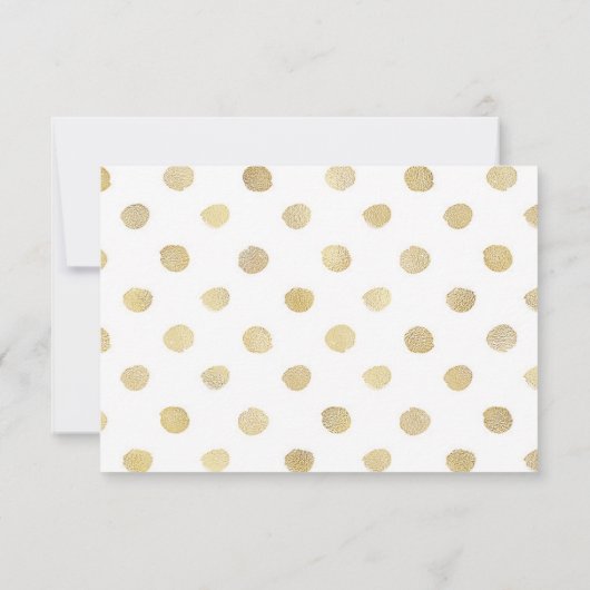 Mariage Pois blanc et or moderne RSVP (Dos)