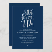 Mariage post Brunch, Rustic Navy Blue Invitation (Devant / Derrière)