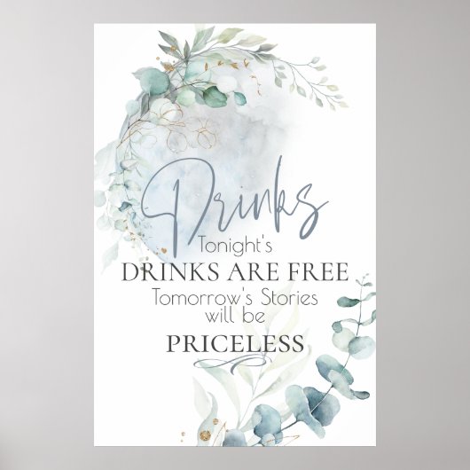 Mariage | Poster Dusty Blue Over the Moon in Love (Devant)