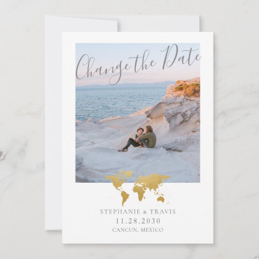 Mariage Postpontage Gold World Carte Photo (Devant)