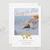 Mariage Postpontage Gold World Carte Photo (Devant / Derrière)