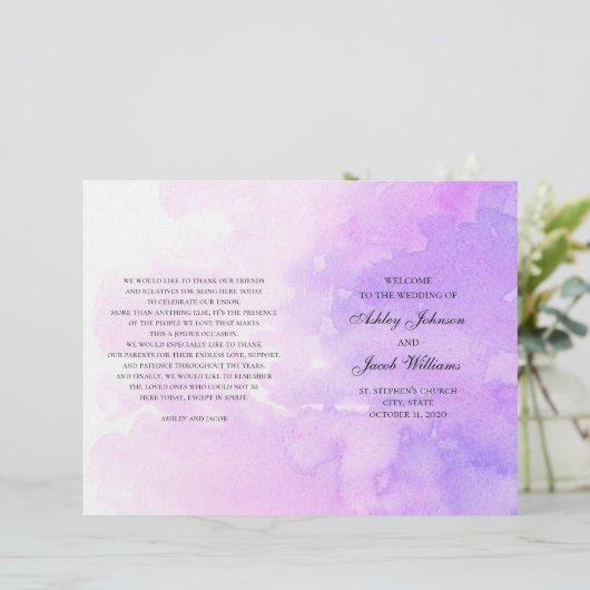 Mariage pourpre aquarelle. Programme de lavande pl (Debout devant)