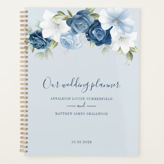 Mariage Poussiéreux Bleu Botanique avec Verdure (Devant)