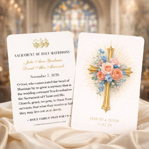 Mariage Prière Croix Dorée Fleurs Bleues Rougissan