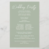 Mariage Programme de bienvenue Floral Green Script (Dos)